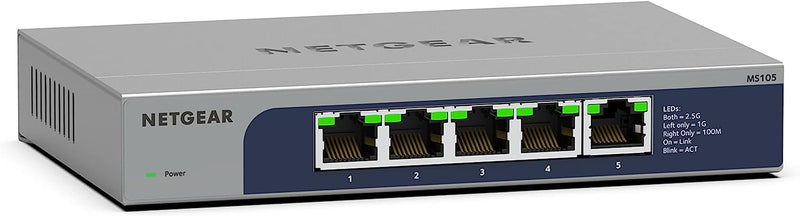 5-Port Multi-Gigabit Ethernet Unmanaged Network Switch (MS105) - with 5 X 1G/2.5G, Desktop or Wall Mount, and Limited Lifetime Protection,Black 5 Port, 2.5 Gigabit