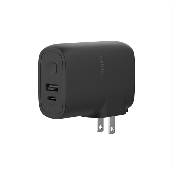 Belkin Portable Charger, Hybrid Power Bank 5K + Wall Charger 25W - 2-In-1 Portable Charger, Portable Battery Charger W/Usb-C Port & USB-A Port - Travel-Friendly, Dual-Port Charging Device - Black