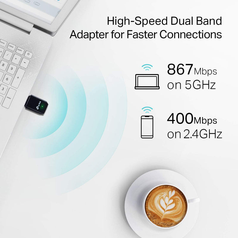 AC1300 USB Wifi Adapter(Archer T3U)- 2.4G/5G Dual Band Wireless Network Adapter for PC Desktop, MU-MIMO Wifi Dongle, USB 3.0, Supports Windows 11, 10, 8.1, 8, 7, Xp/Mac OS X 10.9-10.14