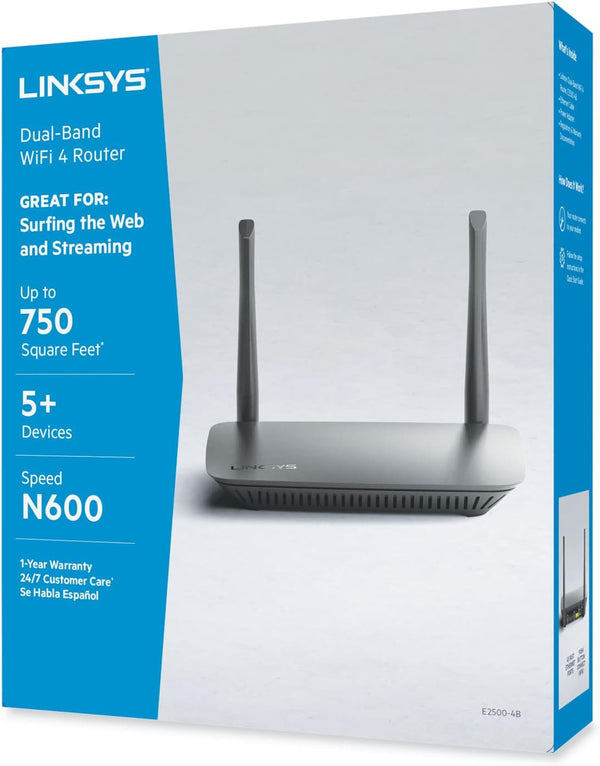 E2500 Wi-Fi 4 IEEE 802.11N Ethernet Wireless Router - 2.40 Ghz ISM Band - 5 Ghz UNII Band - 75 Mb/S Wireless Speed - 4 X Network Port - 1 X Broadband Port - USB - Fast Ethernet - Desktop