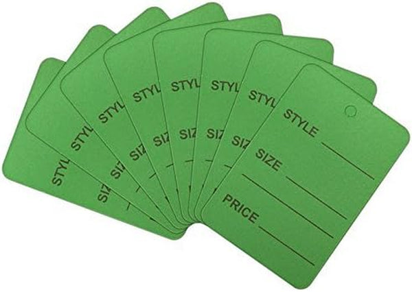 Price Tags, Perforrated Merchandise Marking Tags, One-Part Paper Tags, 1-1/4 X 1-7/8 - Inches Marking Tags, Pack of 1000 (Green)