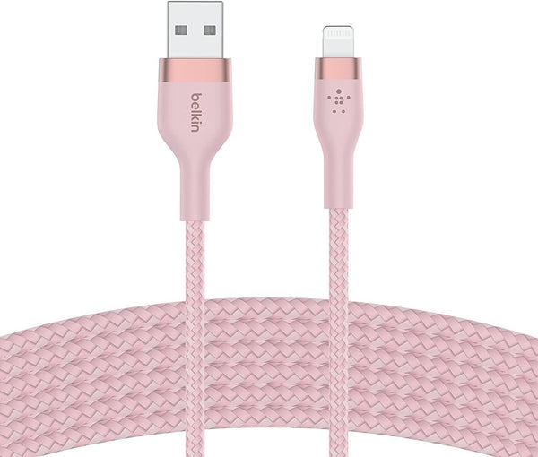 Boostcharge Pro 2 Pack Flex Braided USB Type a to Lightning Cable (3M/10FT), Mfi Charging Certified Compatible with Iphone 14, 14 Plus, 14 Pro, 14 Pro Max, 13, Mini, SE, 12, Ipad, Airpods-Pink