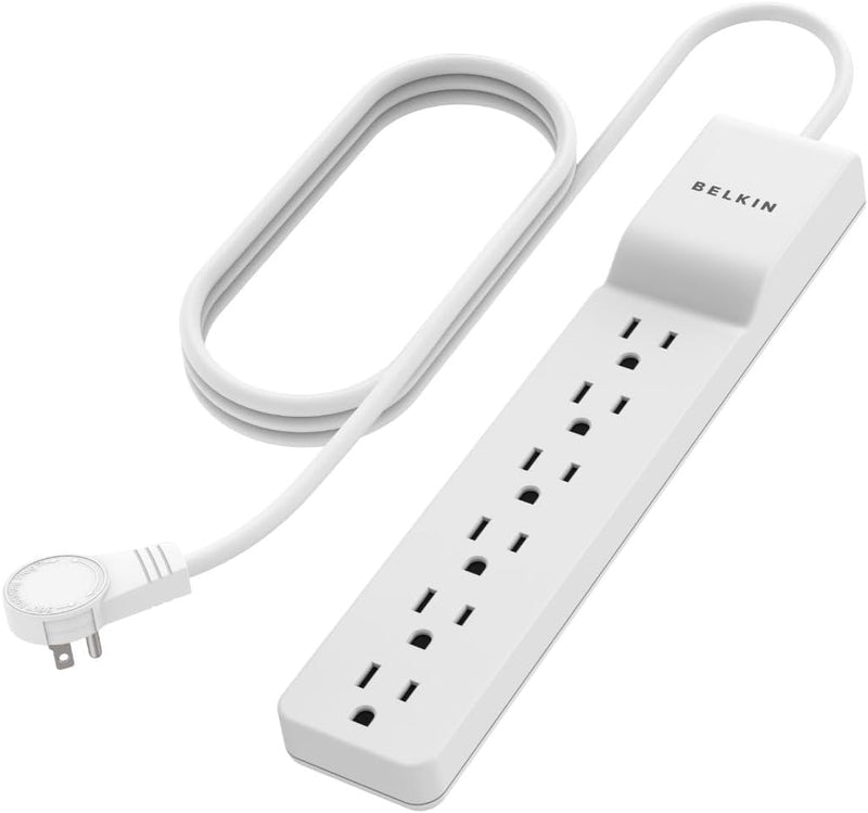 6-Outlet Surge Protector Power Strip, 6Ft Cord, 360° Rotating Plug - 1080 Joules Protection