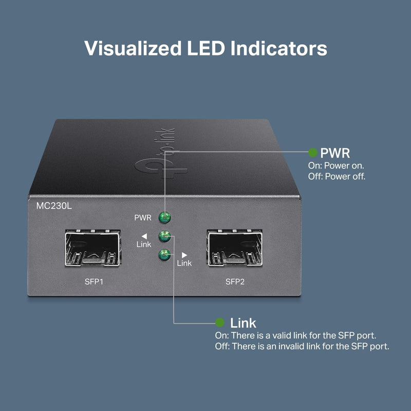 MC230L | Gigabit SFP to SFP Fiber Media Converter | Convert between 2 Gigabit SFP Modules| Plug & Play | Durable Metal Casing | Versatile Compatibility | Hot-Swappable