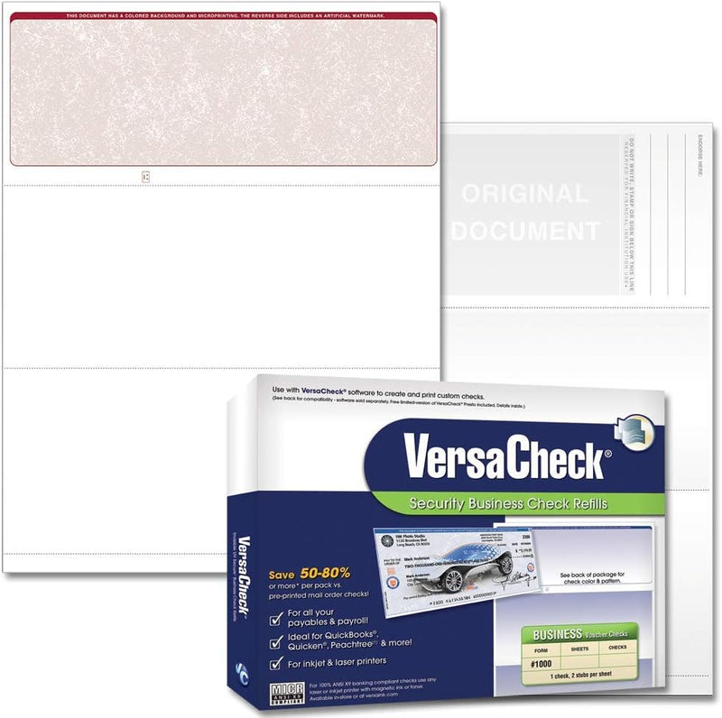 Secure Checks - 250 Blank Business Voucher Checks - Burgundy Classic - 250 Sheets Form