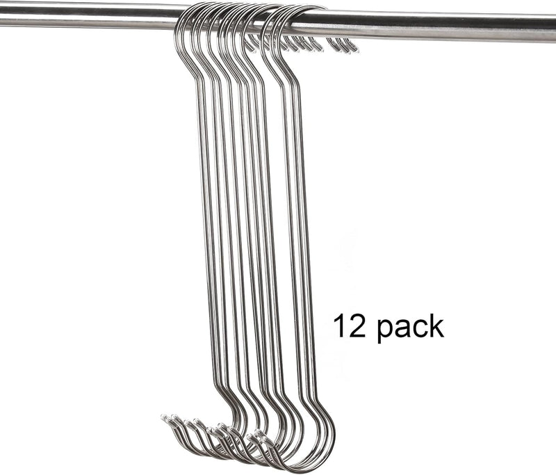 12 Pack Extra Long Shower Curtain S Hooks Stainless Steel Large Size S Shape Long Hooks 16 Inch