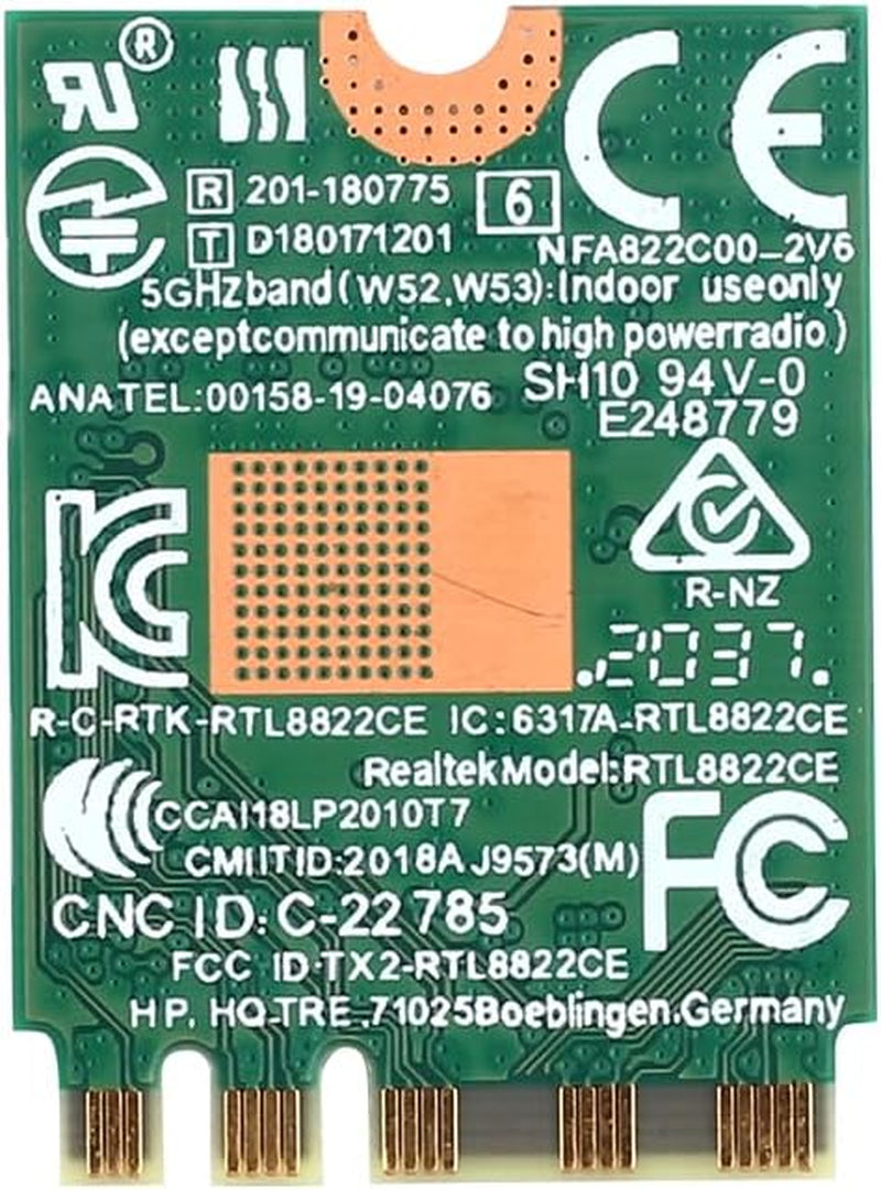 Wireless Card RTL 8822CE 802.11Ac/Abgn Pcie WLAN with Bluetooth 5.0 (Made_By_Realtek)