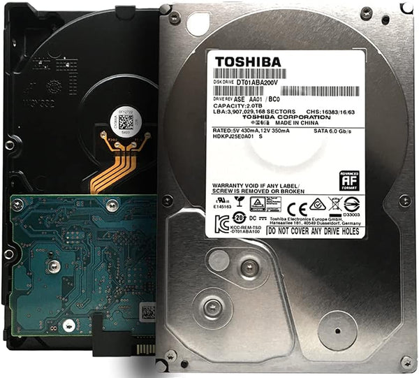 TOSHIBA DT01ABA200V 2TB 32MB Cache 5900RPM SATA 6.0Gb/S 3.5-Inch Surveillance Hard Drive - 3 Year Warranty (Renewed)