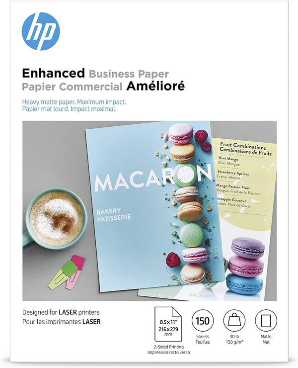 Enhanced Business Paper, Matte, 8.5X11 In, 40 Lb, 150 Sheets, Works with Laser Printers (Q6543A),White