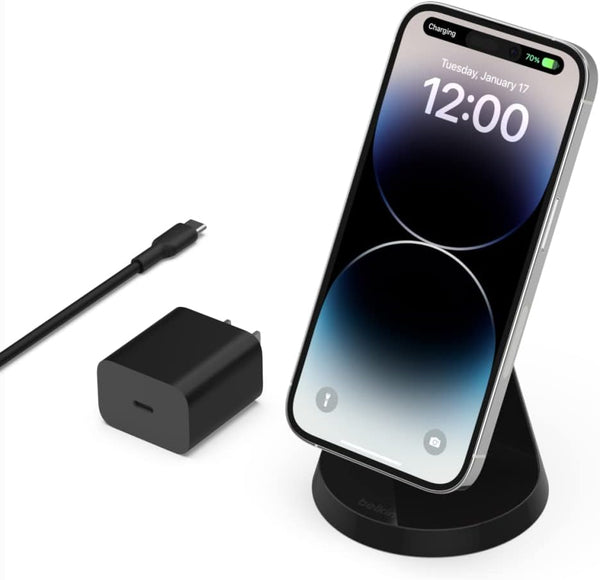 Belkin Magnetic Wireless Charger, (Power Supply Included) Wireless Charging Stand, Compatible with Magsafe for Iphone 12, 13, Pro, Pro Max, and Mini - Black