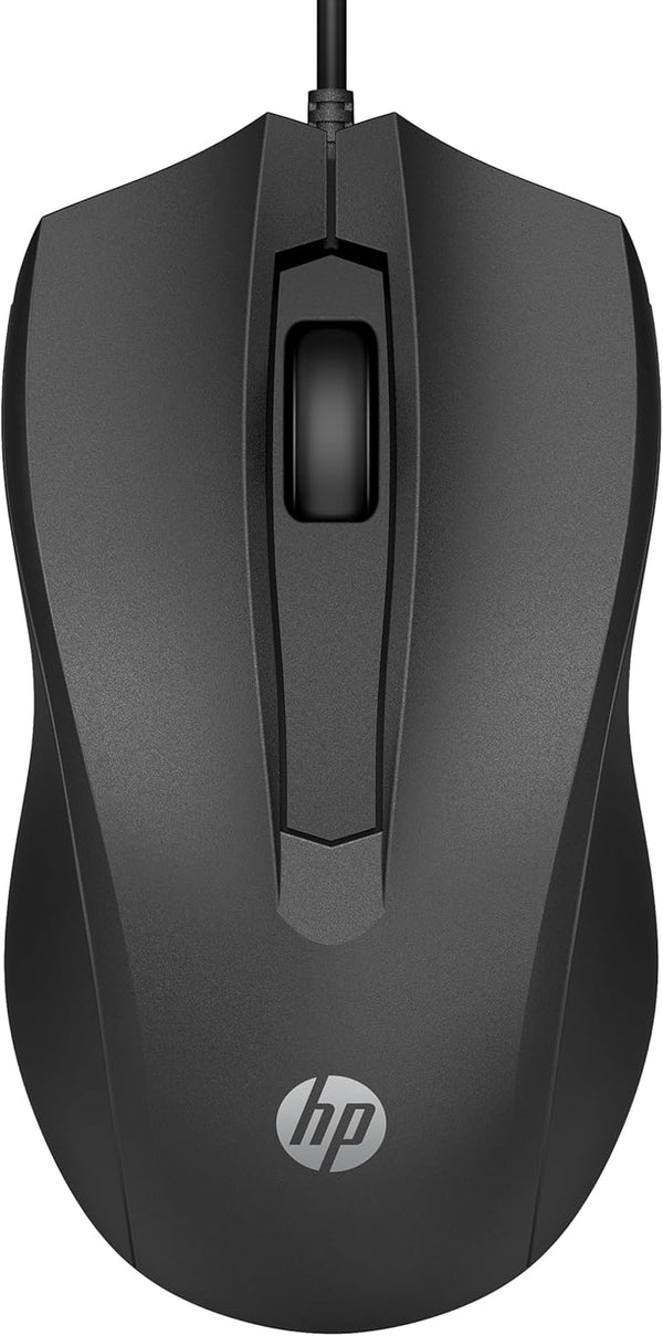 Wired Mouse 100 - Precise Optical Sensor with 1600 DPI - Easy USB Connection - Ambidextrous Design - 3 Button Control & Built-In Scrolling - Multi-Os Compatible (6VY96AA#ABL)