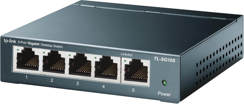 TL-SG105, 5 Port Gigabit Unmanaged Ethernet Switch, Network Hub, Ethernet Splitter, Plug & Play, Fanless Metal Design, Shielded Ports, Traffic Optimization,Navy Blue