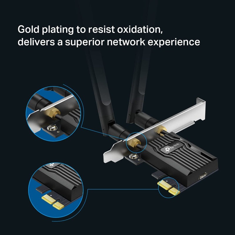 Wifi 6 Pcie Wifi Card for Desktop PC AX3000 (Archer TX55E), Bluetooth 5.2, WPA3, 802.11Ax Dual Band Wireless Adapter with MU-MIMO, Ultra-Low Latency, Supports Windows 11, 10 (64Bit) Only