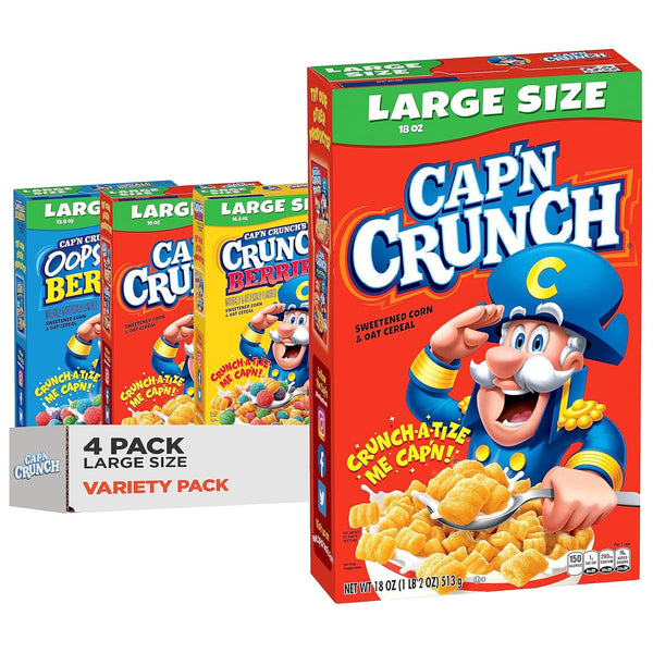 Cereal, 3 Flavor Variety Pack, Large Size Boxes, (4 Pack)