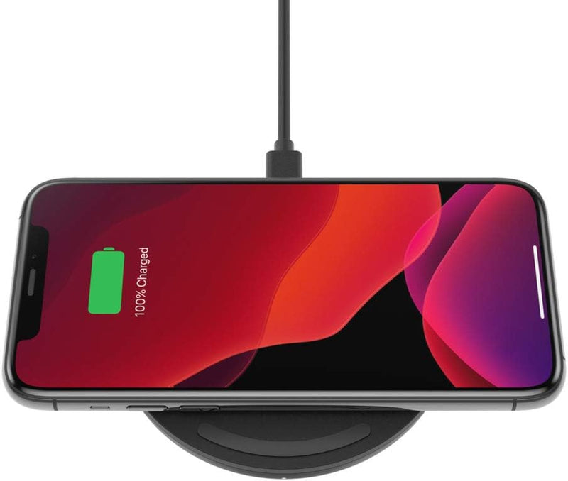 Quick Charge Wireless Charging Pad - 10W Qi-Certified Charger Pad for Apple Iphone, Samsung Galaxy, Pixel, Airpods Pro & More, Charge While Listening to Music, Streaming Videos - Black (No PSU)