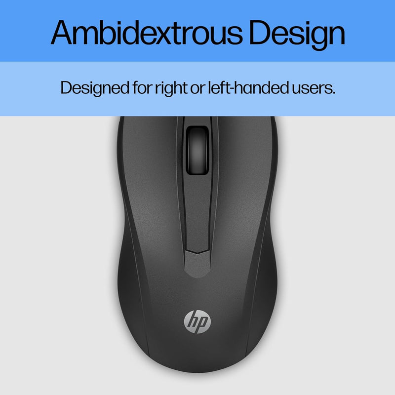 Wired Mouse 100 - Precise Optical Sensor with 1600 DPI - Easy USB Connection - Ambidextrous Design - 3 Button Control & Built-In Scrolling - Multi-Os Compatible (6VY96AA