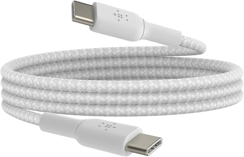 Boostcharge Braided USB-C to USB-C Cable (1M/3.3Ft) for Iphone 16, Iphone 16 Pro, Iphone 16 Pro Max, Iphone 16 Plus, Galaxy S23, S22, Note10, Note9, Pixel 7, Pixel 6, Ipad Pro, & More - White