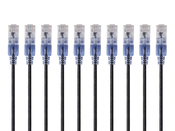 Monoprice 10-Pack, SlimRun Cat6A Ethernet Network Patch Cable, 14ft Black