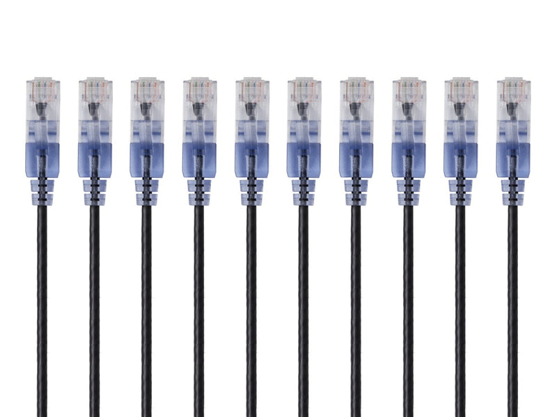 Monoprice 10-Pack, SlimRun Cat6A Ethernet Network Patch Cable, 14ft Black