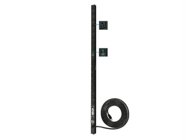 Eaton Tripp Lite Series 1.4kW Single-Phase Local Metered PDU, 120V Outlets (16 5-15R), 5-15P, 15 ft. (4.57 m) Cord, 0U Vertical, 48 in. - PEGASUSS 