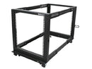 StarTech.com 4-Post 12U Mobile Open Frame Server Rack, 19" Network Rack with Casters, Rolling Rack for Computer/AV/Data/IT Equipment - PEGASUSS 