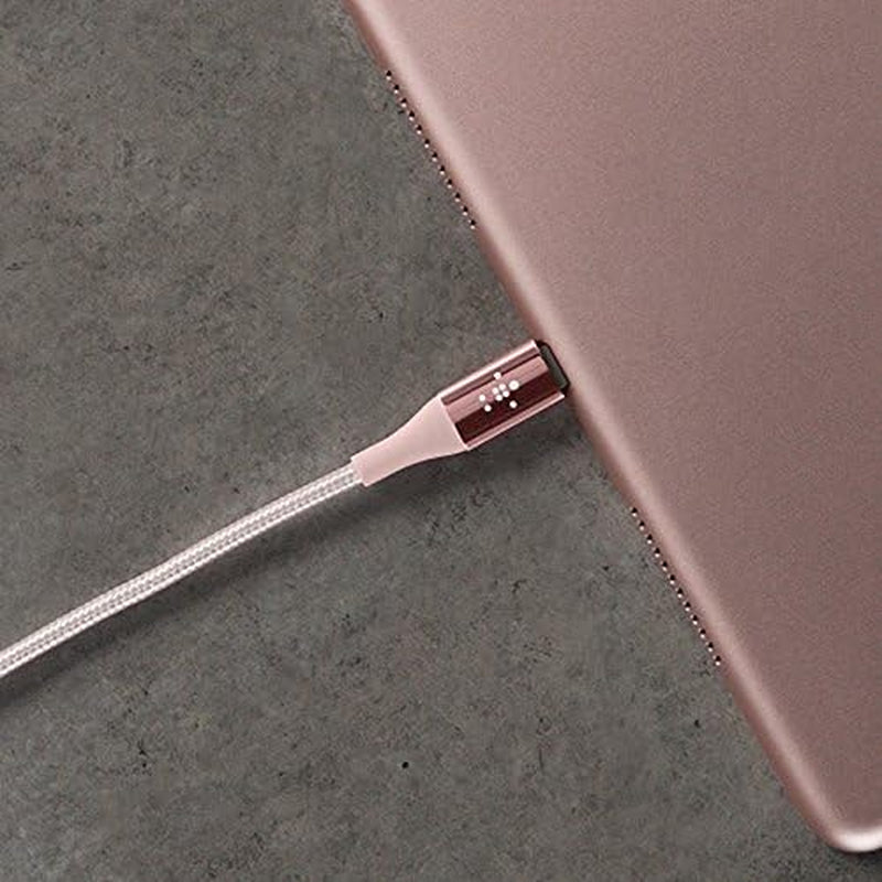 Belkin MIXIT Duratek Lightning to USB Cable - Mfi-Certified Iphone Charging Cable for Iphone 11, 11 Pro, 11 Pro Max, XS, XS Max, XR, X, 8/8 plus and More (4Ft/1.2M), Rose Gold