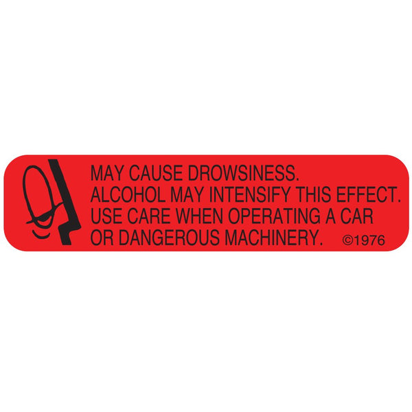 Pharmex 1-X "May Cause" Permanent Paper Label, 1 9/16" X 3/8", Red, Pack of 1000