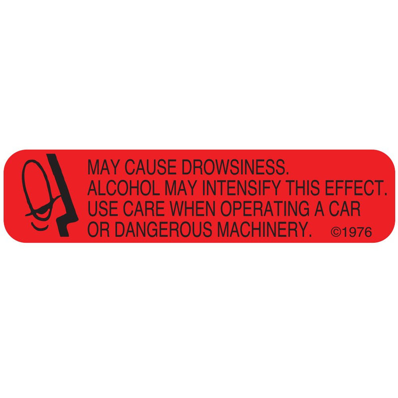 Pharmex 1-X "May Cause" Permanent Paper Label, 1 9/16" X 3/8", Red, Pack of 1000