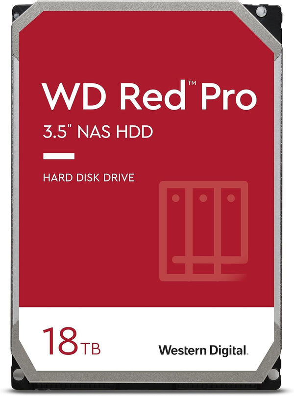 18TB WD Red Pro NAS Internal Hard Drive HDD - 7200 RPM, SATA 6 Gb/S, CMR, 256 MB Cache, 3.5" - WD181KFGX