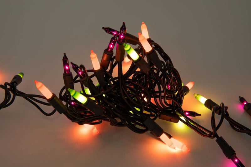 100 Count Halloween Lights Outdoor, Indoor | Purple Green, Orange Mini Lights | Outdoor Halloween Lights | Halloween Lights Indoor | Halloween String Lights | Black String Lights