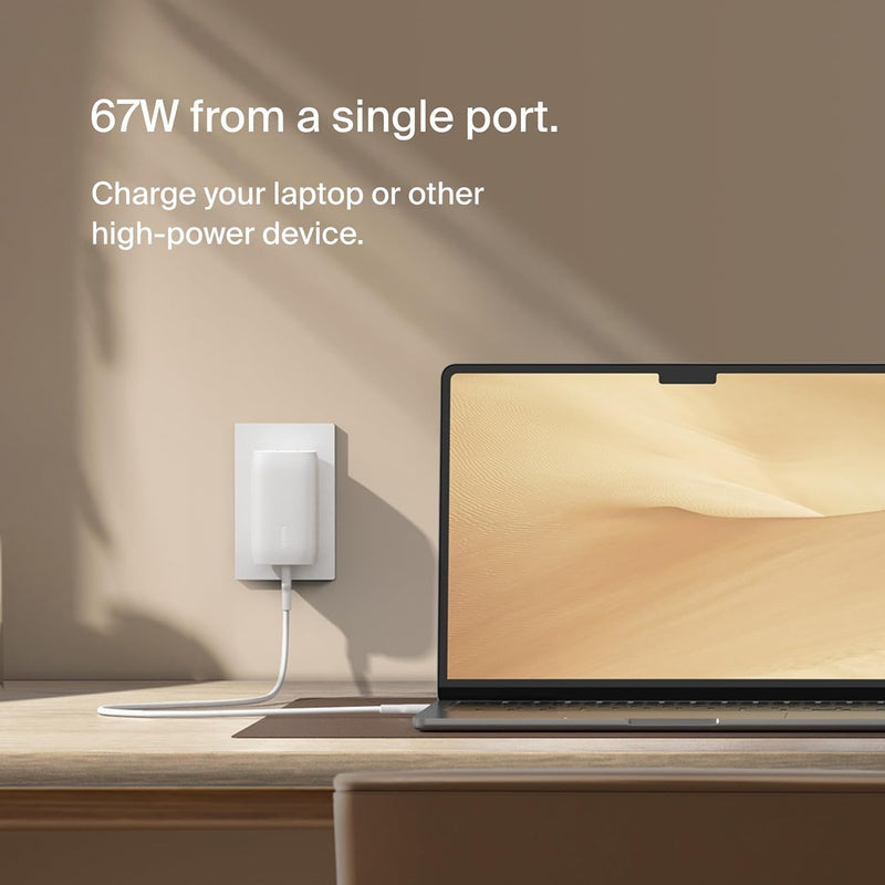 Boostcharge 3-Port USB-C Wall Charger with PPS 67W, USB-C PD 3.1 Enabled Fast Charging Iphone Charger for Iphone 16 Series, Macbook Pro, Airpods, Galaxy, and Other PD Enabled Devices - White