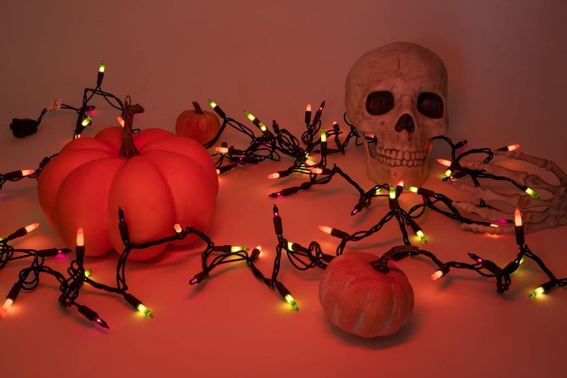 100 Count Halloween Lights Outdoor, Indoor | Purple Green, Orange Mini Lights | Outdoor Halloween Lights | Halloween Lights Indoor | Halloween String Lights | Black String Lights