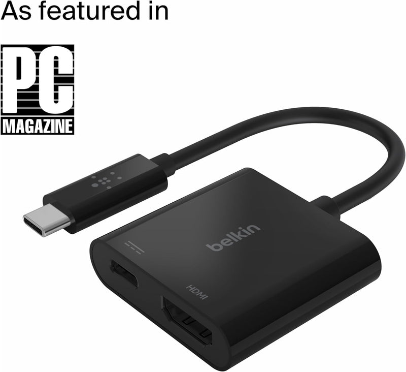 USB C to HDMI Adapter + USBC Charging Port to Charge While You Display, Supports 4K UHD Video, Passthrough Power up to 60W for Connected Devices, Compatible with Macbook, Ipad, Windows