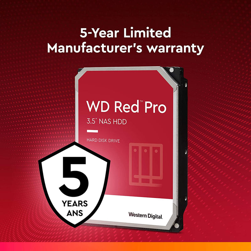 22TB WD Red Pro NAS Internal Hard Drive HDD - 7200 RPM, SATA 6 Gb/S, CMR, 512 MB Cache, 3.5" - WD221KFGX