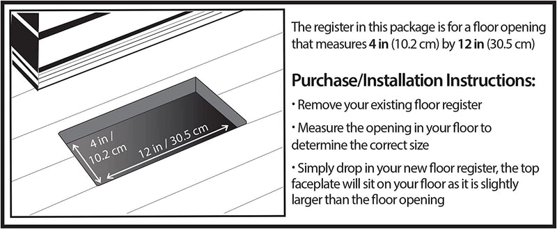 SPH412-NKL Floor Register, 4X12, Brushed Nickel Finish