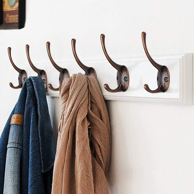 Dual Wall Hooks Coat Hooks Heavy Duty Made of Strong Metal 11Pcs-Coffee