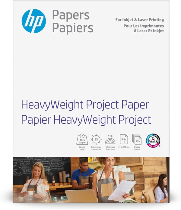 Heavyweight Project Paper, Matte, 8.5X11 In, 40 Lb, 250 Sheets, Works with Inkjet, Pagewide, Laser Printers (Z4R14A)