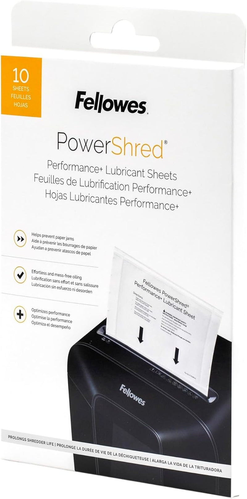 Fellowes Powershred Performance Paper Shredder Lubricant Sheets with Paper Shredder Oil Lubricant for Cross-Cut and Micro-Cut Paper Shredders, 6 X 8.50 X 0.031 Inch, 10-Pack