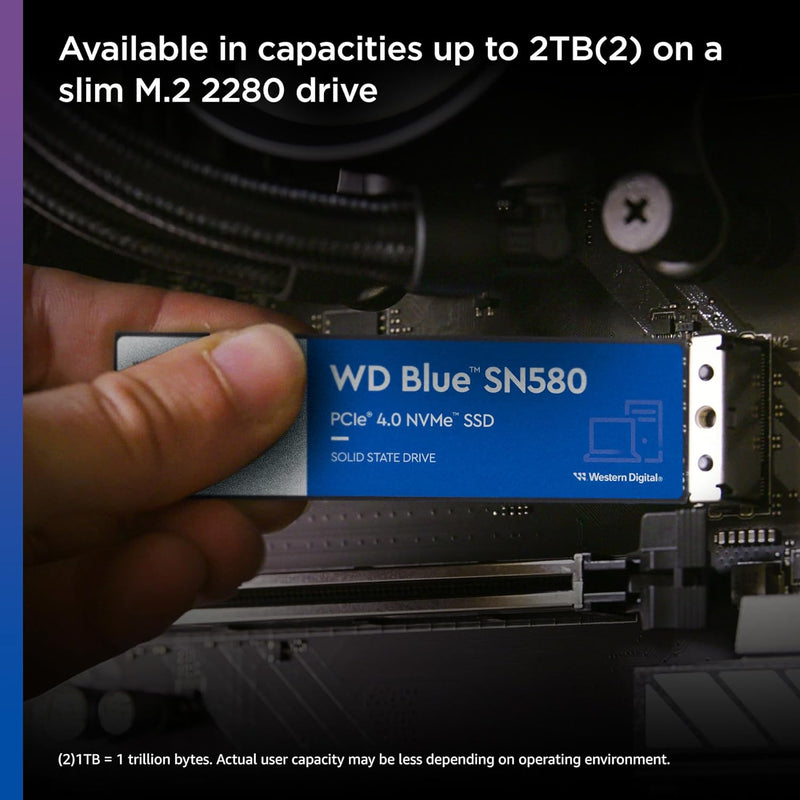 250GB WD Blue SN580 Nvme Internal Solid State Drive SSD - Gen4 X4 Pcie 16Gb/S, M.2 2280, up to 4,000 Mb/S - WDS250G3B0E