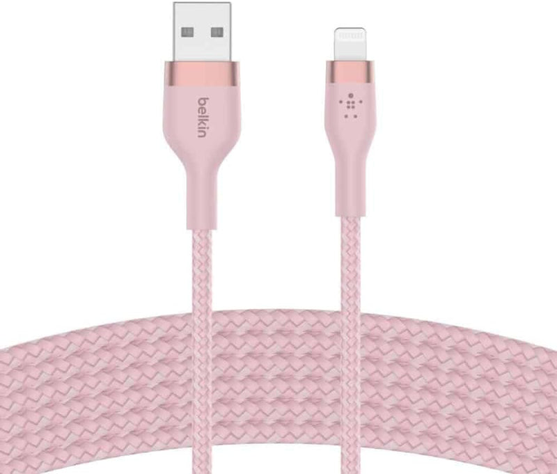 Boostcharge Pro Flex Braided USB Type a to Lightning Cable (2M/6.6FT), Mfi Certified Charging Cable for Iphone 14, 13, 12, 11, Pro, Max, Mini, SE, Ipad and More - Pink