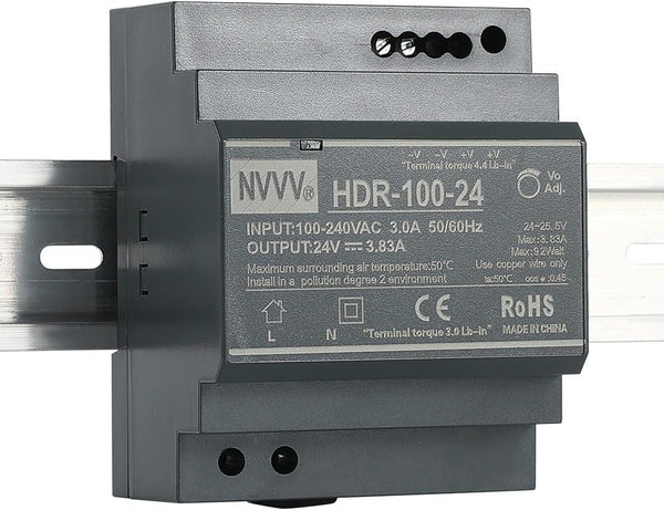 HDR-100-24 Ultra Slim Step-Shape 4SU DIN Rail Power Supply, 24Volt 3.83Amp 92Watt