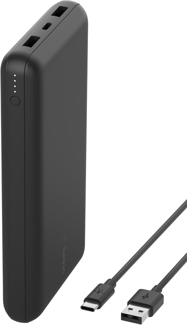 Portable Charger, USB-C Power Bank 20K W/ 1 USB-C Port and 2 USB-A Ports with USB-A to USB-C Cable for Iphone 16, 16 Plus, 16 Pro, 16 Pro Max, Samsung Galaxy S24, & More - Black