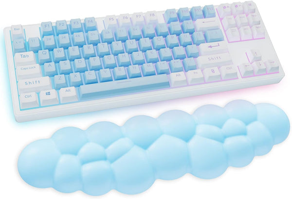 Cloud Wrist Rest Keyboard, Blue Cloud Palm Rest with PU Leather Memory Foam Cute Keyboard Rest for Wrist Support and Arm Rest, Desk Cloud Wrist Pad for PC Gaming/Hand Cushion/Computer/Office