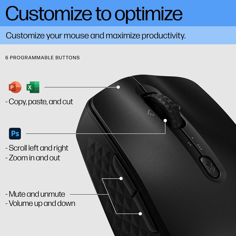 Wireless Bluetooth Mouse, 4200 DPI, Customizable Buttons, 24-Month Battery Life, Ergonomic Design