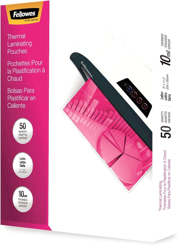 ® Thermal Laminating Pouches, Glossy, 9" X 11.5", 10 Mil, Clear, Pack of 50