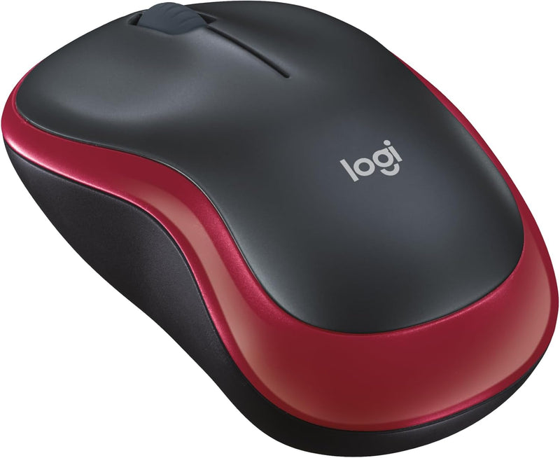 Logitech M185 Wireless Mouse, 2.4Ghz with USB Mini Receiver, 12-Month Battery Life, 1000 DPI Optical Tracking, Ambidextrous, Compatible with PC, Mac, Laptop - Red