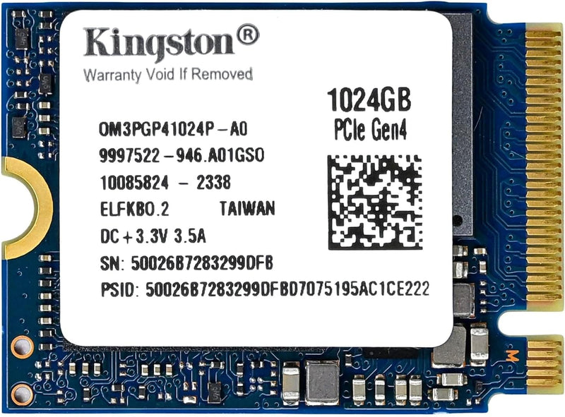1TB M.2 2230 Pcie Gen 4.0X4 Nvme SSD TLC NAND (R/W Speeds up to 4,540/4,230 Mb/S) OM3PGP41024P-A0 Compatible with Steam Deck Surface Ally Mini Pcs