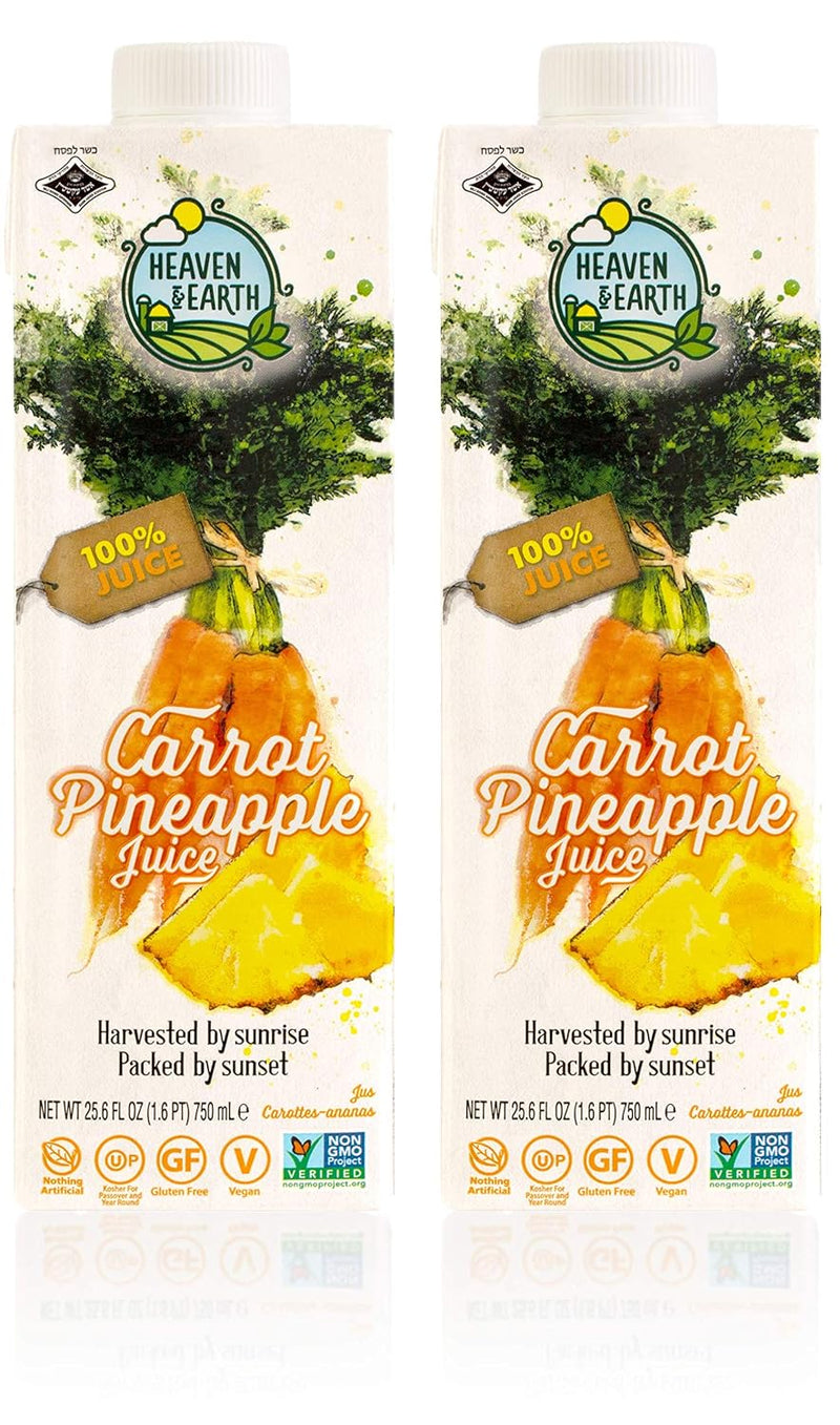 Heavan & Earth 100% Carrot and Pineapple Juice 25.6 Oz (2 Pack)