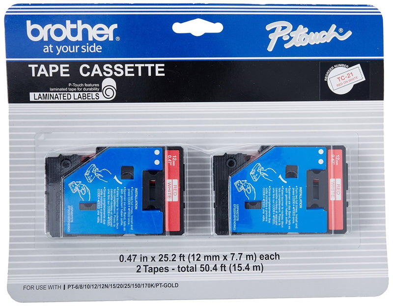 BRT-TC21 TC Tape Cartridges for P-Touch Labeler