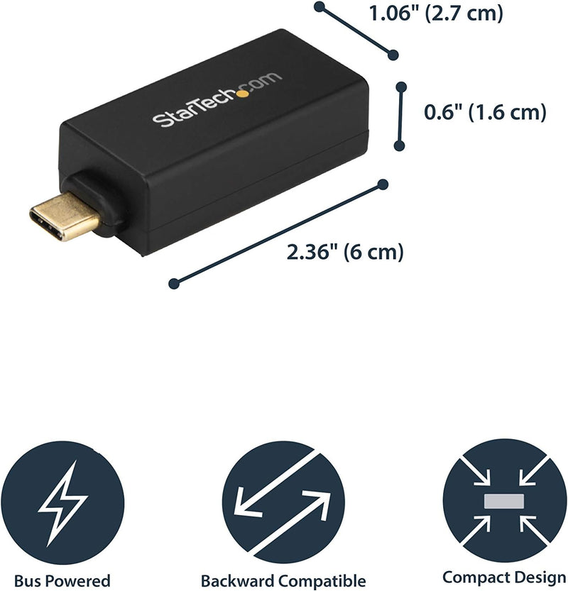 USB C to Gigabit Ethernet Adapter - 1Gbps NIC USB 3.0/USB 3.1 Type C Network Adapter - 1Gbe USB-C to RJ45/LAN Port Thunderbolt 3 Compatible Windows Macbook Pro Chromebook (US1GC30DB)